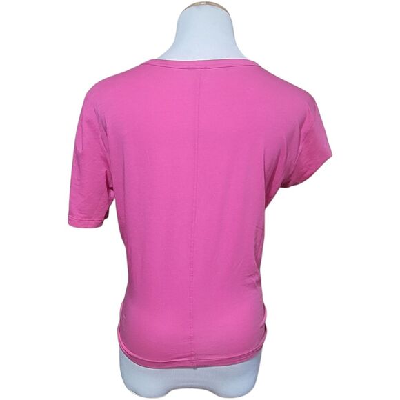 Lululemon Crescent Tee Sonic Pink Twist Front Crop Pima Cotton - Picture 4 of 9